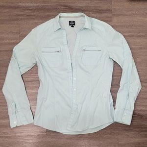 Express The Essential Shirt, Small, Light Blue Oxford Button Up Shirt